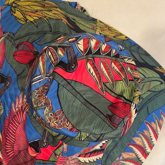 **HOST PICK** Farm Rio Totally Tuiuiu Dirds Amazon Forest Jungle UPF Tie Sun Hat - Picture 9 of 11